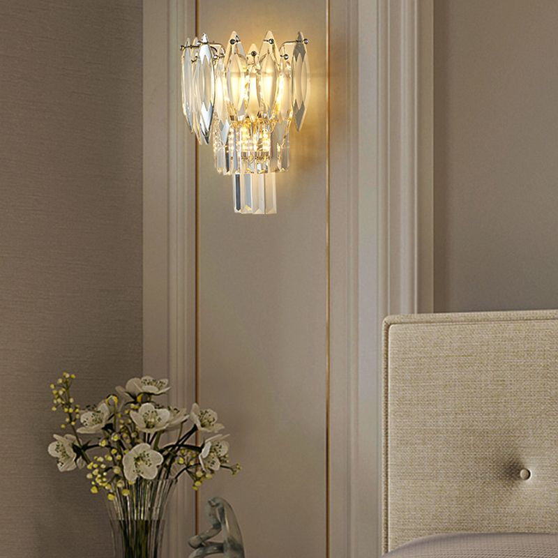 Modern Style Three-Tier Wall Light Crystal 3 Lights Sconces for Bedroom
