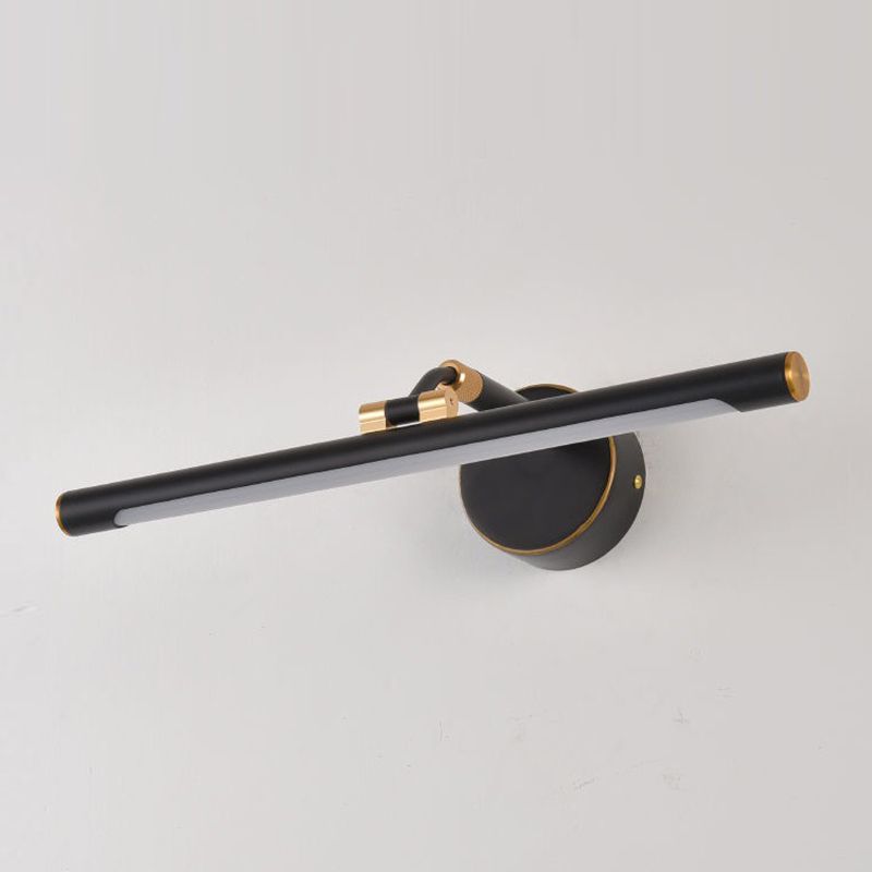 Linear Vanity Light Modern Metal Single Light LED Mirror Light for Bathroom in Black