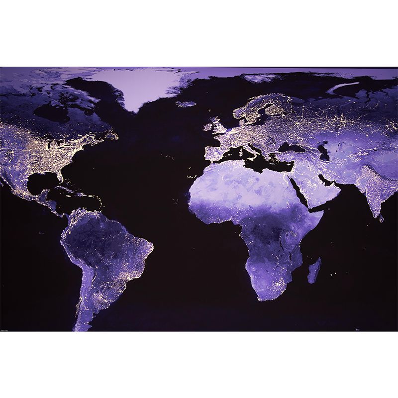 Mildew Resistant Modern Mural Wallpaper with World Map Pattern for Decoration