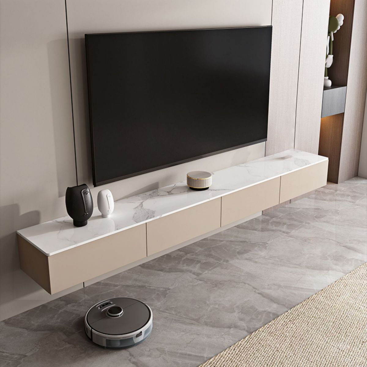 Contemporary TV Stand Console Wall-mounted TV Console with Drawers