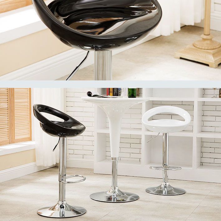 Contemporary Metal Barstool Low Back Plastic Furniture with Chrome Base