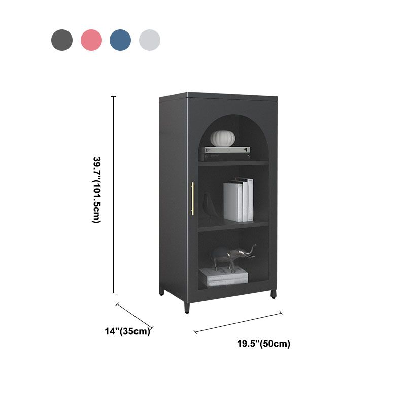 14" W Closed Storage Bookcase Metal Frame Bookshelf with Glass Doors