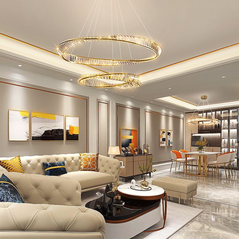 Modern Orbicular Ceiling Pendant Light Crystal Hanging Lamp Kit