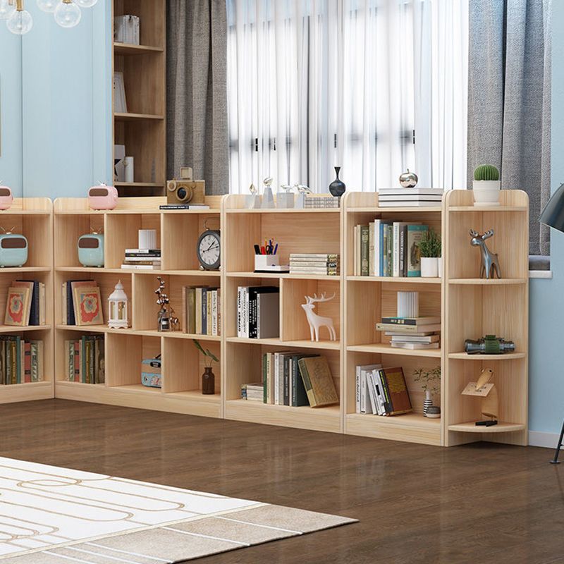 Modern Brown Shelf Bookcase Closed Back Wooden Book Shelf for Study Room