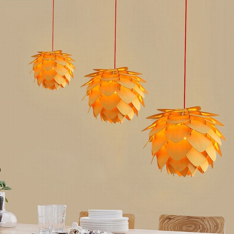 Éclairage de suspension en bois moderne minimaliste pour salon