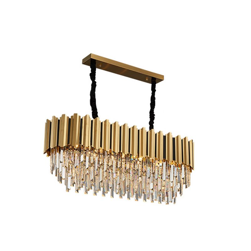 Round Shaped Tri-Prism Crystal Chandelier Pendant Light Post-Modern Gold Hanging Light