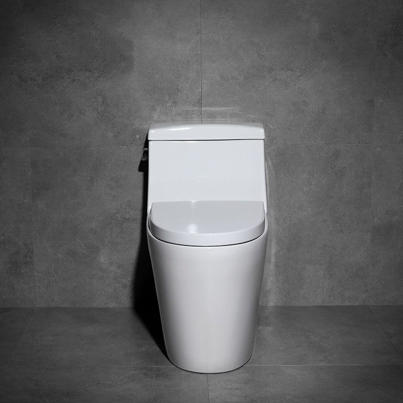 White Ceramic Floor Toilet Elongated One Piece Toilet with Glazed Surface