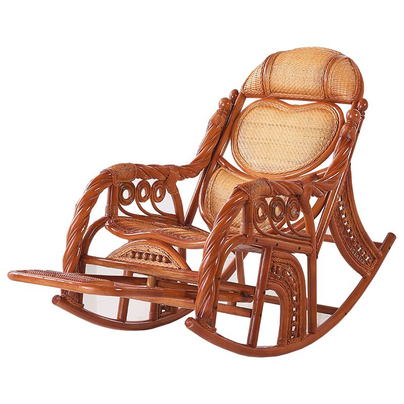 Traditional Spindle Rocking Accent Chair Tobacco Finish Rocker Chair Reclining