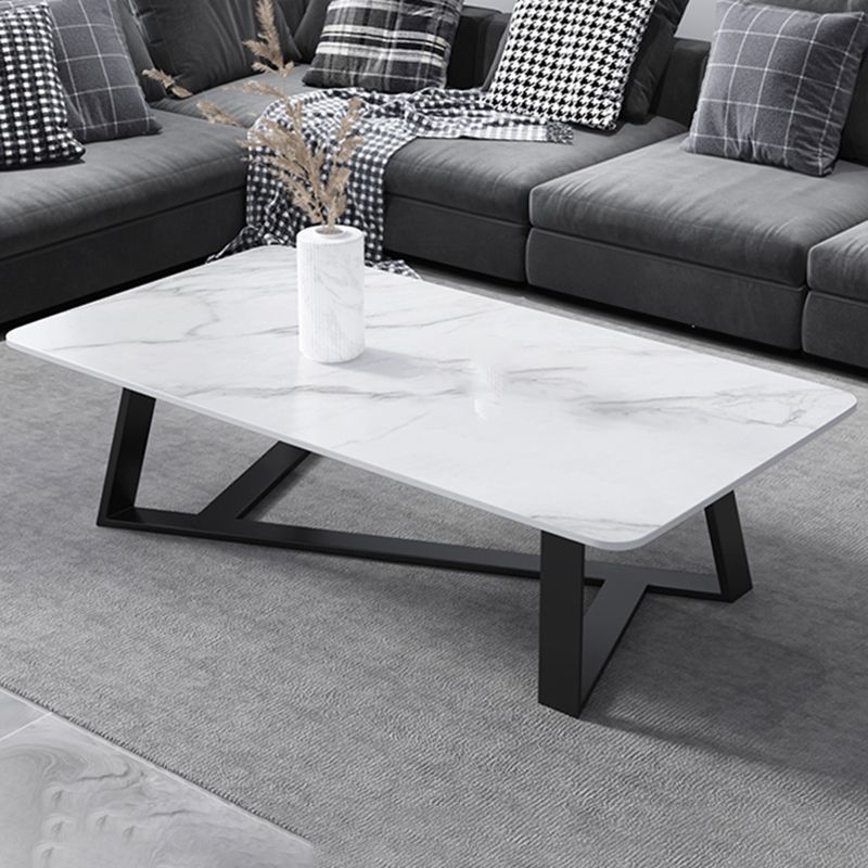17"H Contemporary Coffee Table Single Slate Coffee Cocktail Table