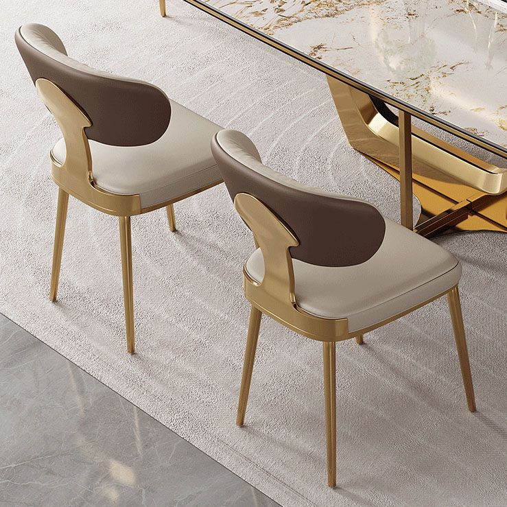 Glam Metal Dining Chairs Open Back Dining Side Furniture in Matte Finish