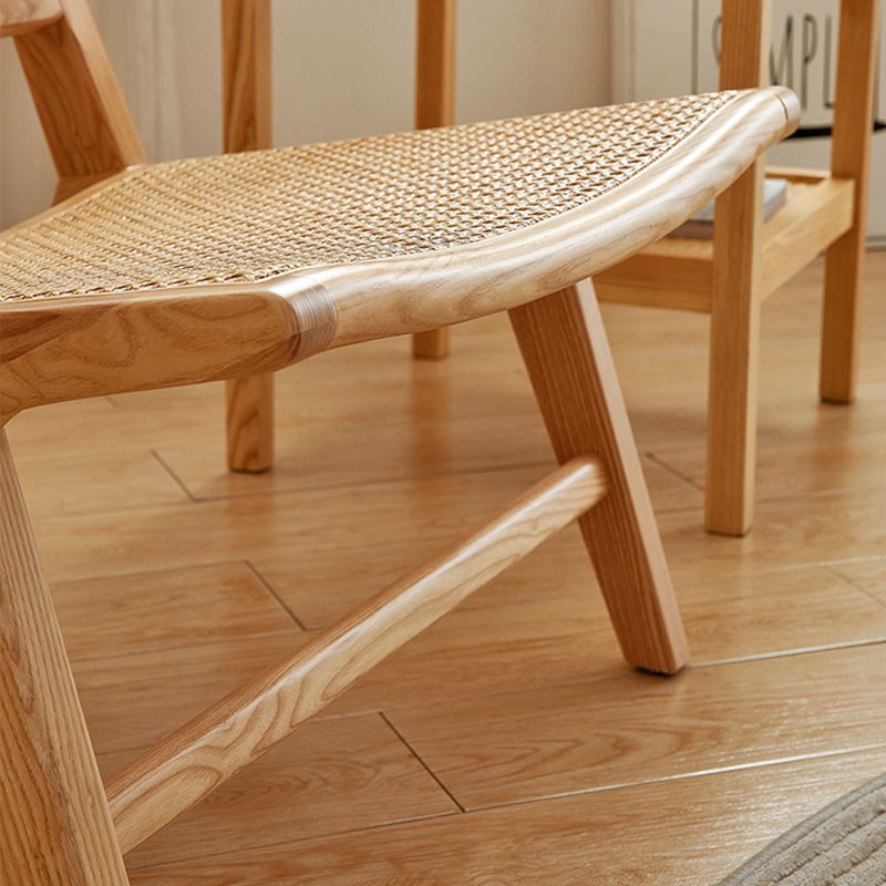 Solid Wood Armless Chair Woven Back Lounge Chair for Living Room