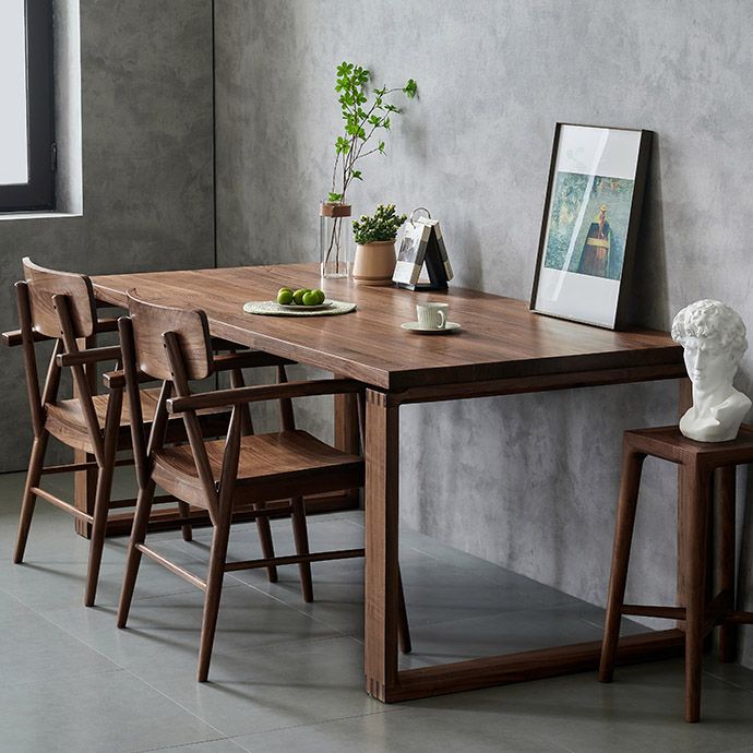 Dining Room Rectangle Dinner Table Traditional Solid Wood Dining Table