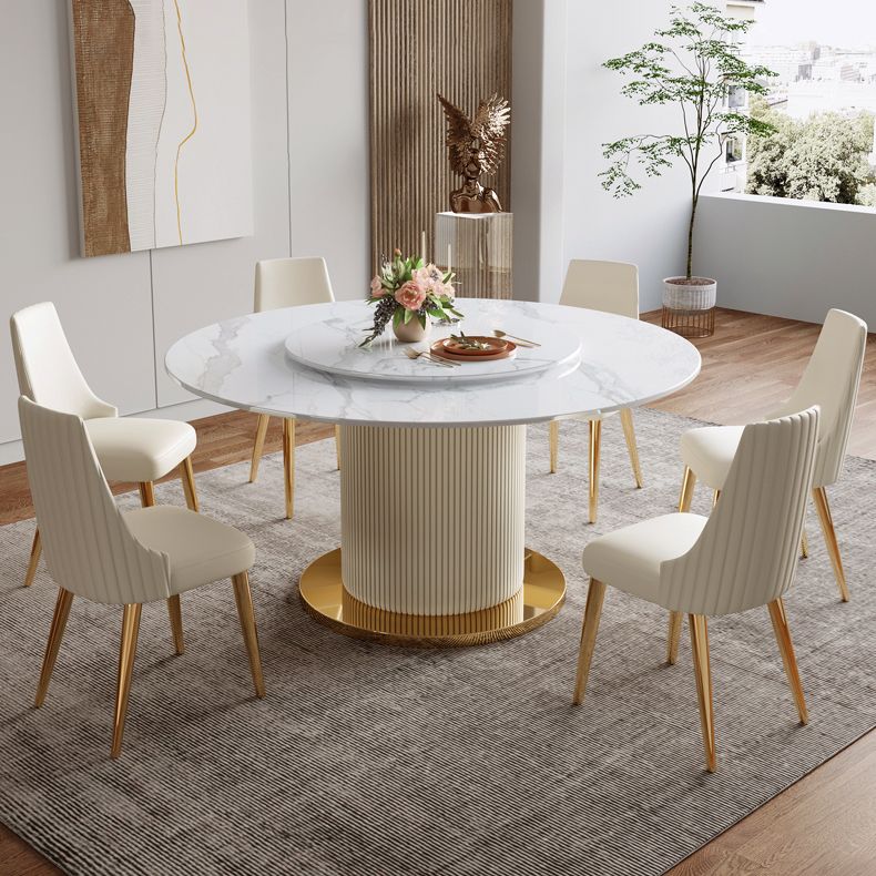 Modern Round Dining Table Solid Wood Pedestal Base Dining Table for Dining Room