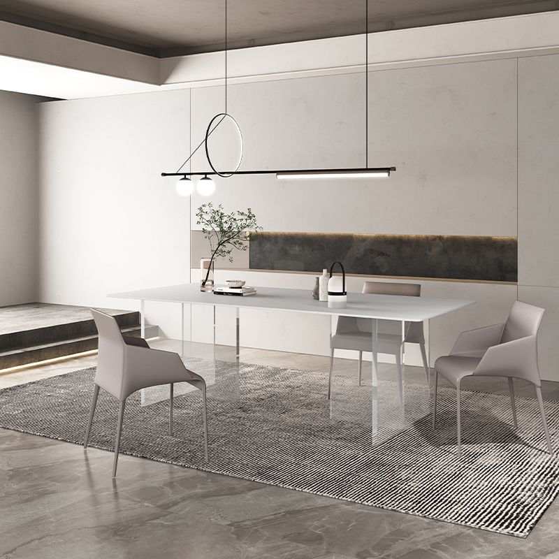 Mesa de comedor rectangular de vidrio mesa de vidrio transparente para comedor y cocina