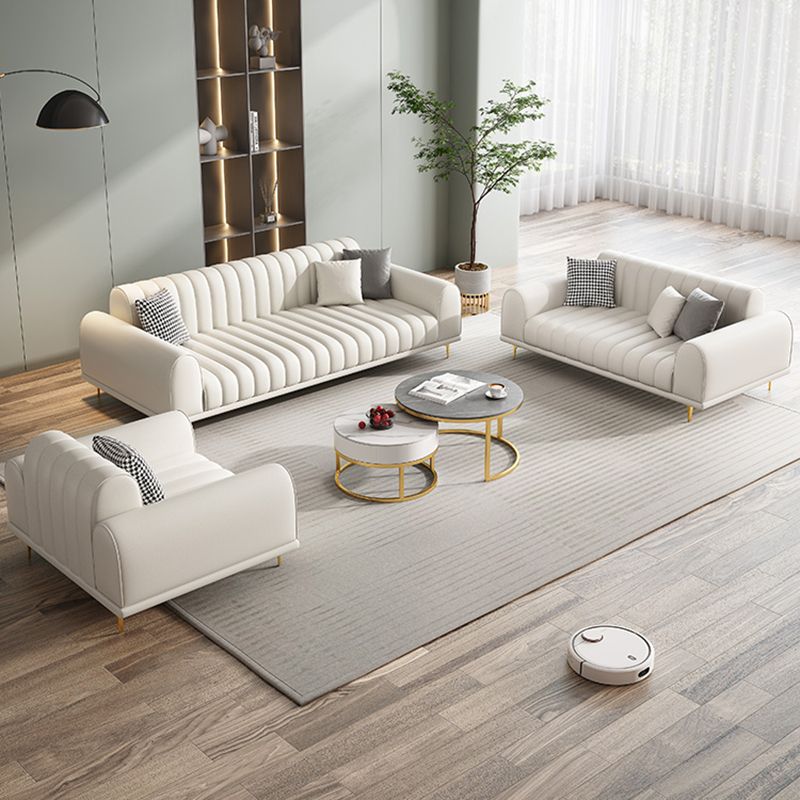 32.67"H Square Arm Water Resistant Solid Color Faux Leather Sofa with Sewn Pillow Back