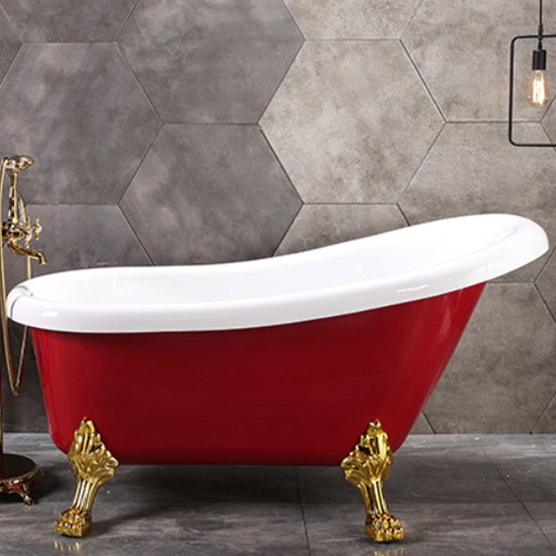 Modern Acrylic Bathtub Back to Wall with Golden Feet and Drain Bath Tub for Bathroom