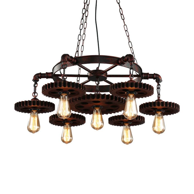 Bronze Antique Hanging Fixture Wrought Iron Bar Chandelier Pendant Lights