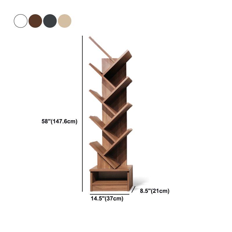 Modern Closed Back Bookshelf Manufactured Wood Vertical Bookcase for Home