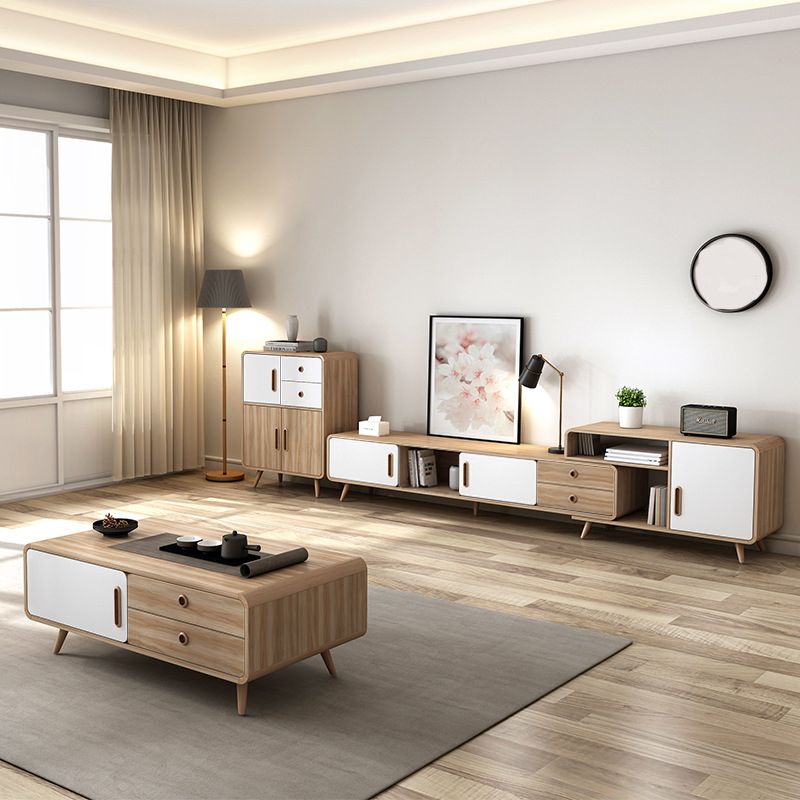 Natural 1 Single Coffee Table Modern 1 - Door Cocktail Table with Storage