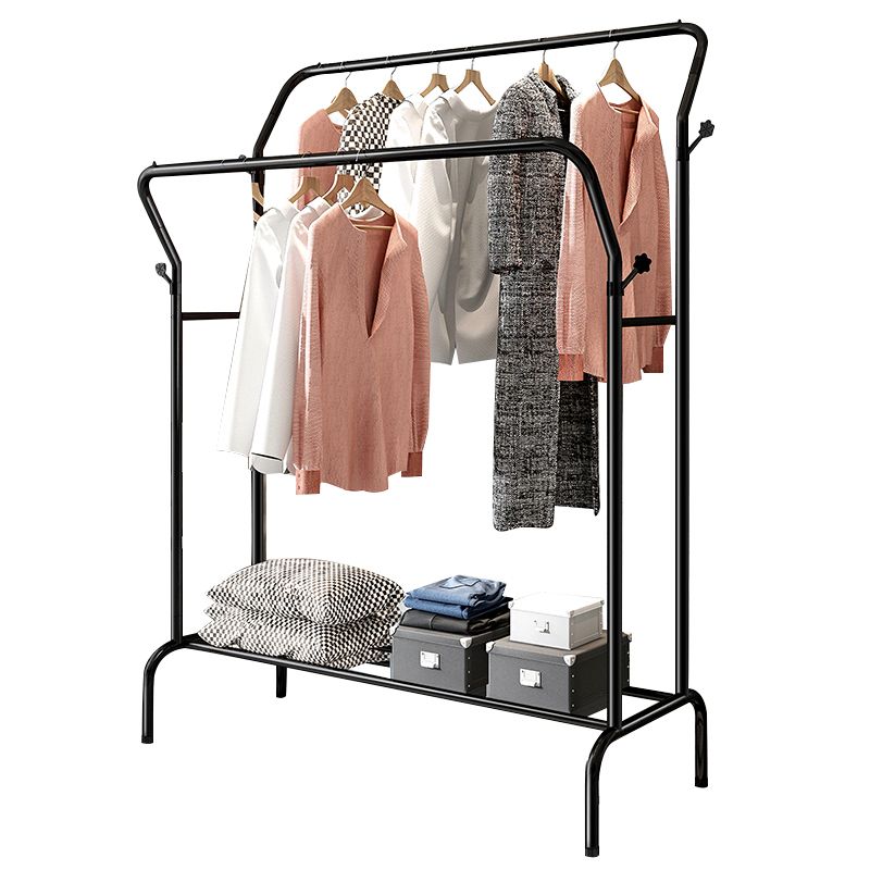 Contemporary Metal Open Armoire Black and White Cabinet with Caster Wheels