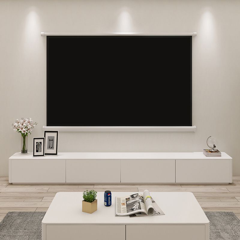 Modern Wood TV Media Stand 16" W Enclosed Storage White TV Stand with Drawers