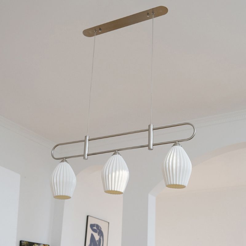 3/4-Light Modern Style Nickle/Chrome Shaded Statement Linear Kitchen Island Light