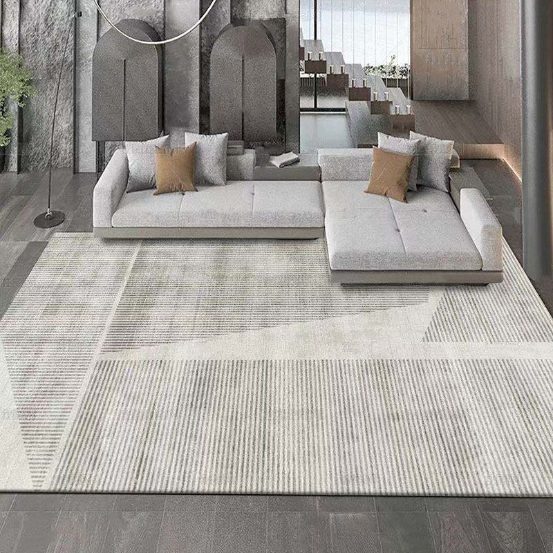 Contemporary Indoor Rug Minimalist Stripe Print Polyster Carpet Non-Slip Rug for Living Room