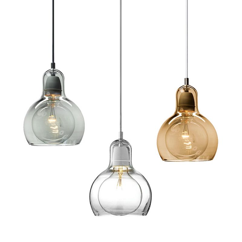 Moderne künstlerische Drum Anhänger Leichte schmiedeeisere Hanglampe mit Doppelglasschatten