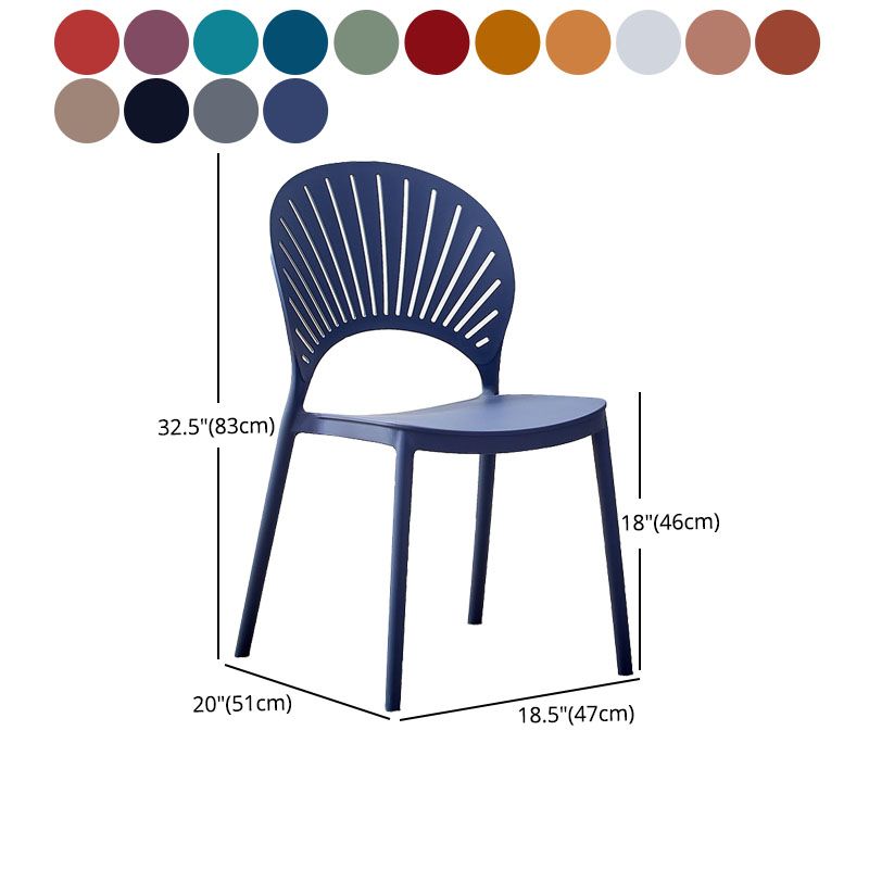 Silla apilable moderna que cena sillas traseras abiertas sin brazos con las piernas plásticas para la cocina