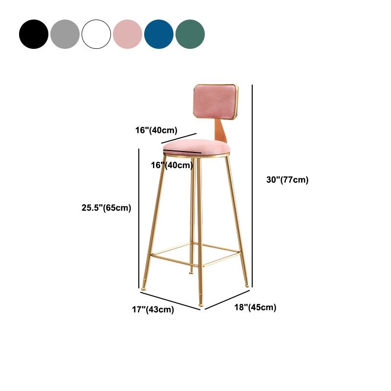 Nordic Glam Bar Stool Round Bar Stool for Home with Metal Legs