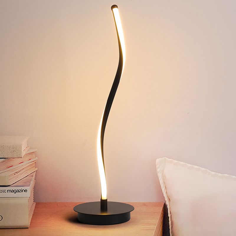LED Curved Task Light Modernism Acrylic Night Table Lamp in White/Black for Living Room