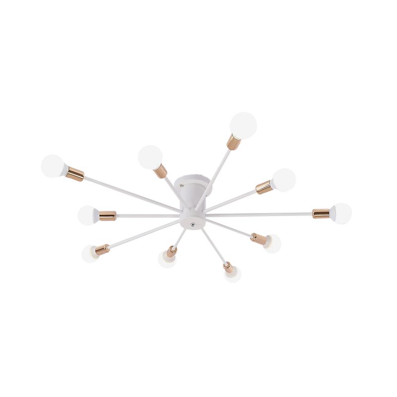 6/8/10 Heads Spoetnik Semi-Mount Verlichting Hedendaags Metaal Zwart/Wit/Goud Plafondgemonteerd Armatuur voor Slaapkamer