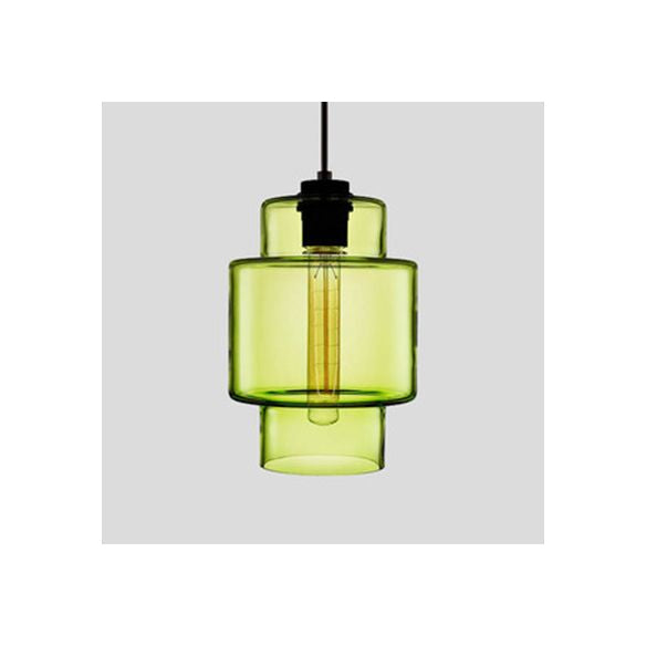 Lampe suspendue cylindrique Verre de simplicité 1 rose clair / jaune / bleu plafond plafond