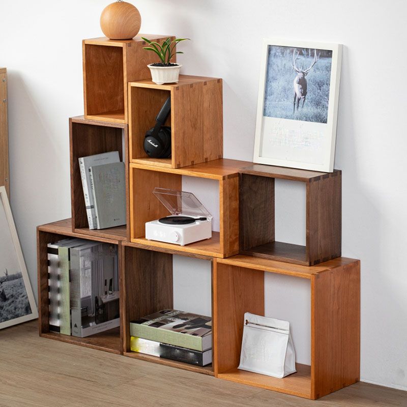 Open Back Bookshelf Modern Style Solid Wood Bookcase for Office