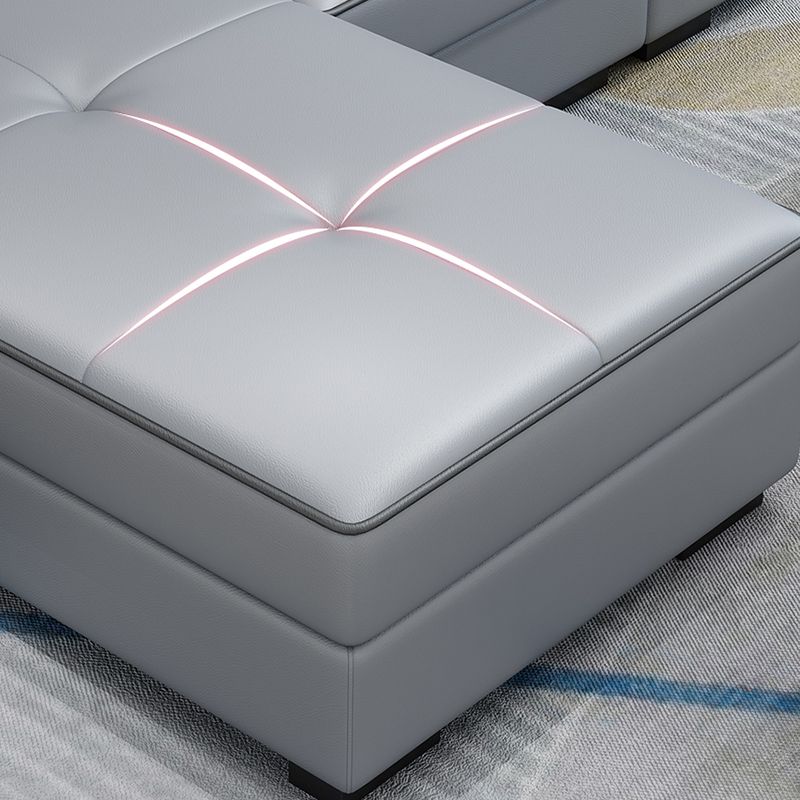 Contemporary Stain-resistant Sectional L-shape Sqaure Arm Sectional in Grey