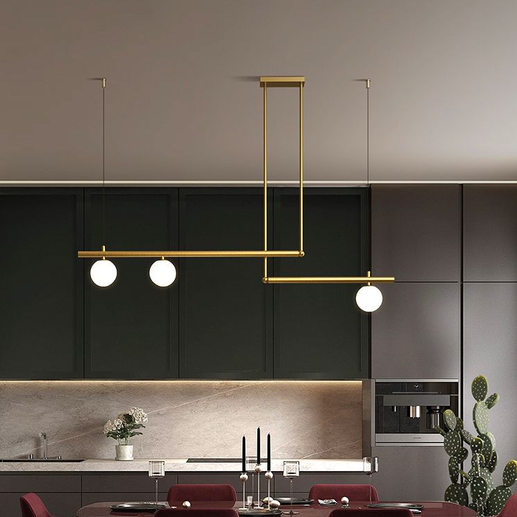 Sphere Island Lights Modernismus Glas Anhänger Licht in Gold für Esszimmer