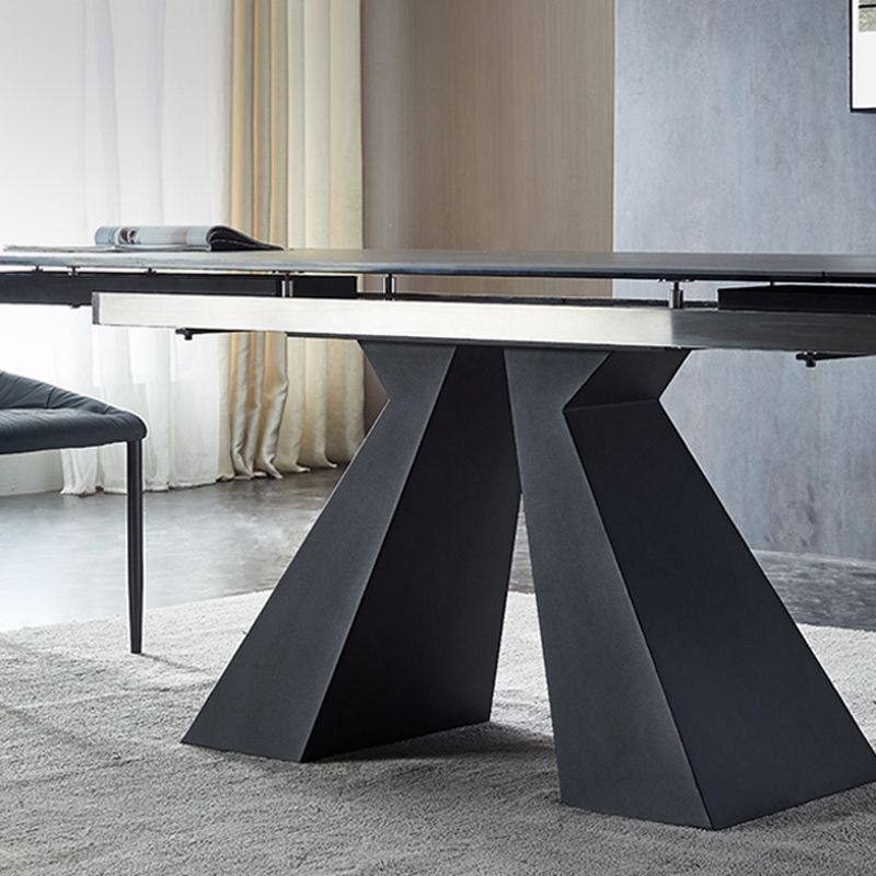 Modern Simple Dining Table Rectangle Dinner Table with Metal Base for Dining Room