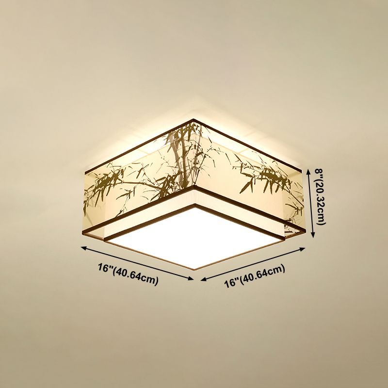 Lampe encastrée en tissu, plafonnier en forme de tambour de Style chinois pour salle à manger