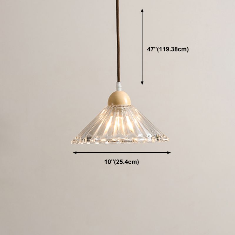 Transparent en verre pendent lampe nordique de style bois suspendu pour salle à manger