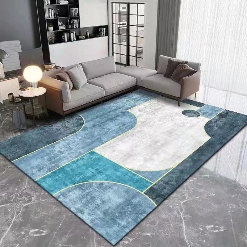 Brown Simple Rug Polyester Color Block Rug Washable Area Rug for Living Room