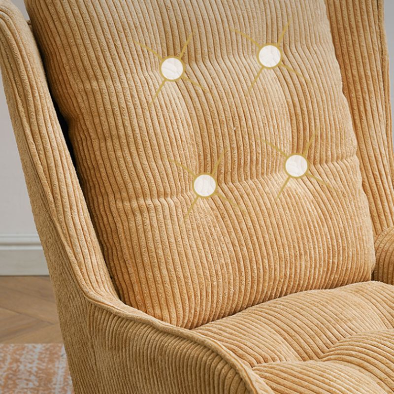 Modern Accent Chair Solid Color Corduroy Tufted Back Basic Four Leg Chair