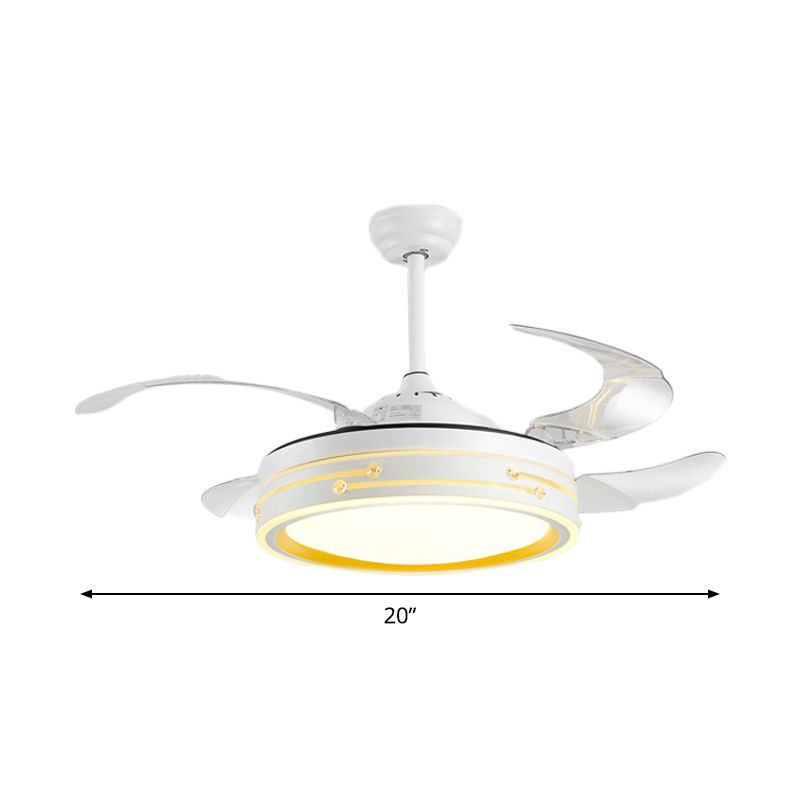 Sfumatura di tamburi Lampada a vental a 4 lale a sospensione SEMPLICE LED White Semi Flush Monte, largo 20 "