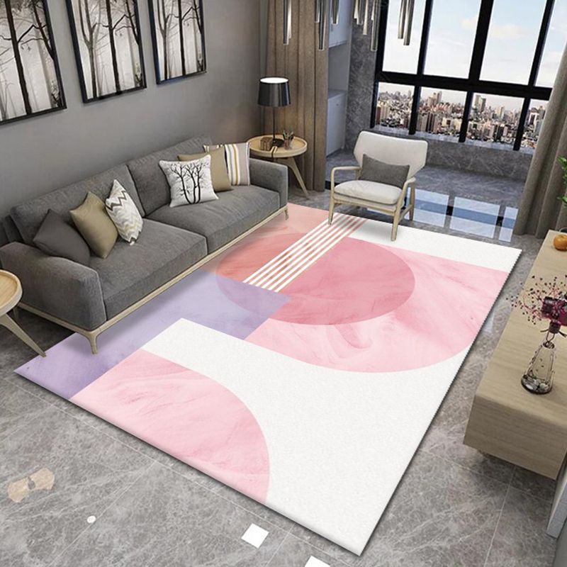 White Tone Home Decoration Carpet Simple Color Block Printed Area Rug Polyester with Non-Slip Backing Rug