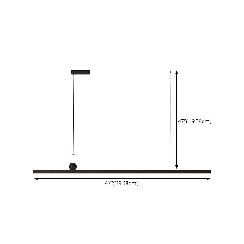 Aluminum and Acrylic Ceiling Pendant Fixture Linear Kitchen Island Fixture in Dark Black