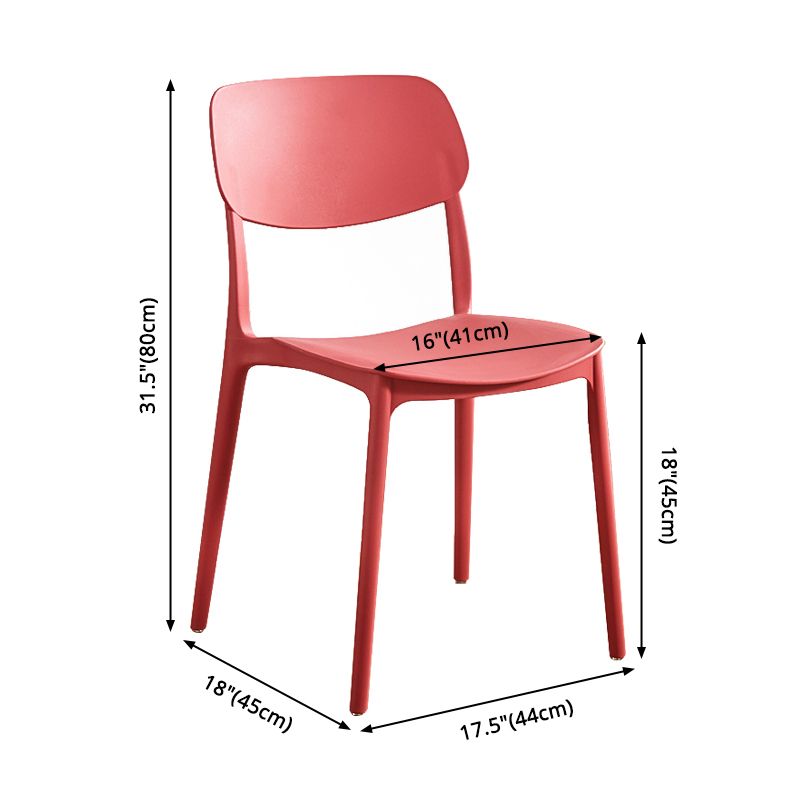 Glam Style Plastic Side Chair Matte Finish Open Back Home Use Dining Chair