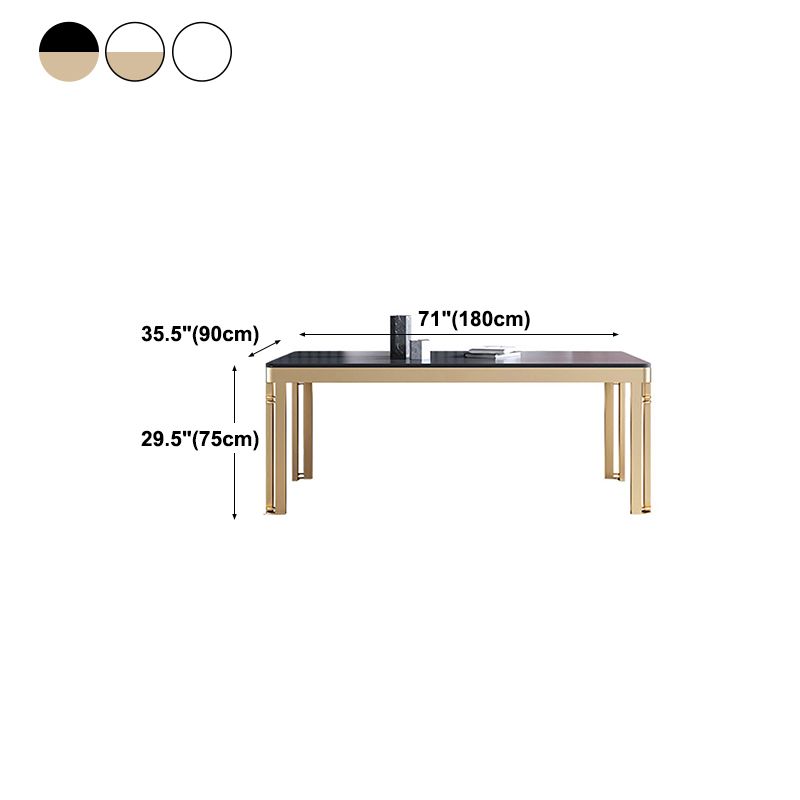 Glam Sintered Stone Home Table Gold Rectangle Dining Table with 4 Legs