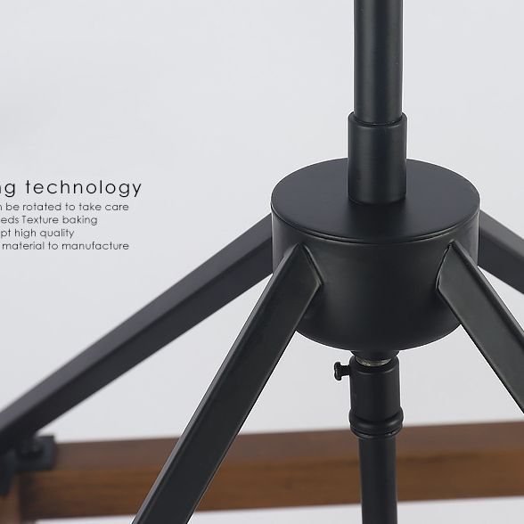 4-Lights Vintage Industrial Style Chandelier Iron + Wooden Frame Candlesticks Shaped Suspension Lighting Fixture for Cafe Shop