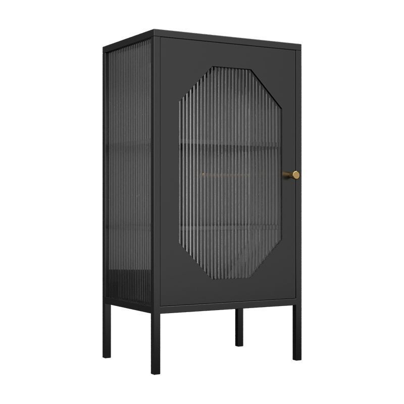 Glam Metal Curio Cabinet Glass Doors Hutch Buffet for Bedroom