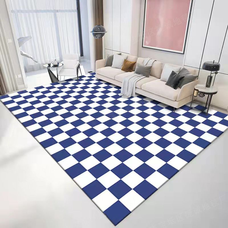 Relaxing Checkered Print Carpet Polyester Area Rug Stain Resistant Indoor Carpet for Living Room