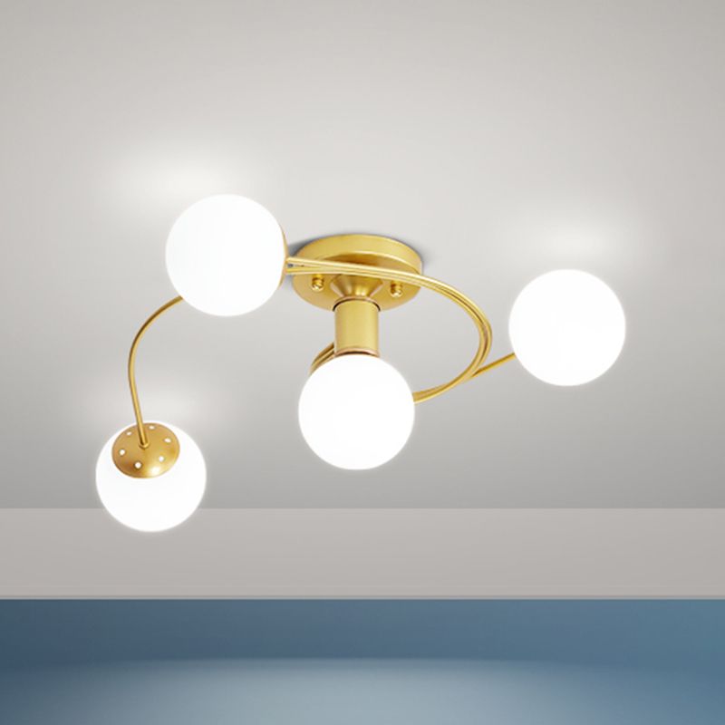 Lámpara de techo de montaje de montura de vidrio simplicidad redonda de semi rascilla luz de techo